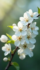 Obraz premium Delicate white blossoms, soft focus, ample blank space , wallpaper, art, light