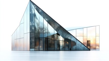 Obraz premium Modern glass building sunset reflection architecture design