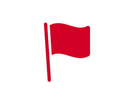 Simple red flag illustration on a flagpole, symbolizing danger or warning.