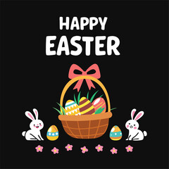 Happy Easter Day illustrations with patches for t-shirts and other uses