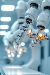 Robotic Arms Working in a Bright Factory Setting