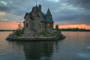 Obraz premium Thousand Islands: Majestic Castle on Heart Island in the St Lawrence River, New York State