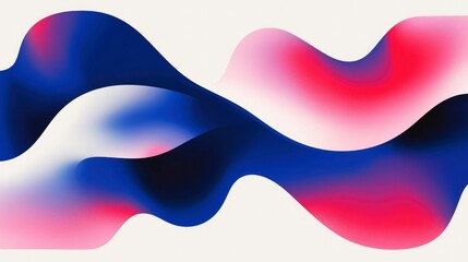 Abstract Blue and Pink Waves Flowing on White Background
