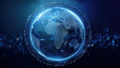 Fototapeta premium Earth surrounded by a complex network of interconnected lines representing global connectivity