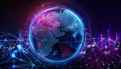 Obraz premium Captivating globe surrounded by intricate network lines emphasizing connections across the planet