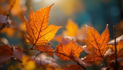 Fototapeta premium fall autumn leaves illustration beautiful landscape
