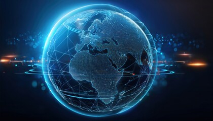 Obraz premium A globe surrounded by a complex network of interconnected lines representing global connectivity