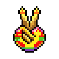 Fototapeta premium Pixelated peace hand gesture