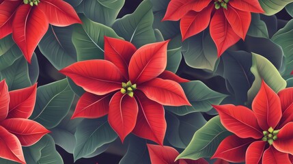 Stunning Poinsettia Floral Design: A Vibrant Christmas Print