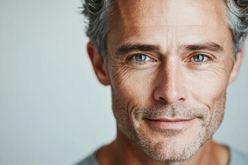 Captivating portrait of a confident man studio setting photography neutral background close-up emotions