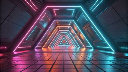 A 3D-rendered abstract futuristic background.