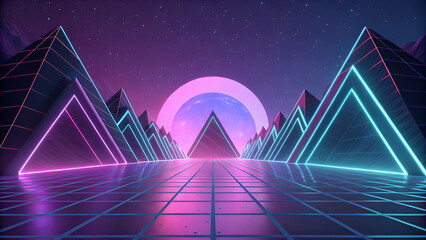 A 3D-rendered abstract futuristic background.