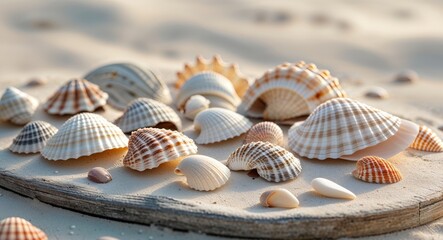 Whimsical Coastal Art Composition with Shells.