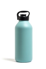 pure water bottle highlighted on a stark white base  
