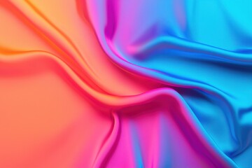 Obraz premium A vibrant, multicolored fabric drapes gracefully, showcasing a blend of pink and blue hues that create a silky, smooth texture.