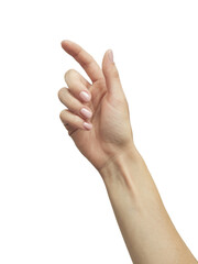 hand touching gesture on isolated on white background