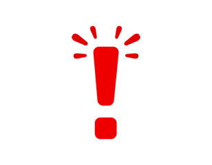 Bold red exclamation mark with radiating lines, signaling importance, caution, or alert.
