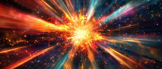 Obraz premium Cosmic Ray Burst: Abstract Explosion with Streaks of Light and Dark Space 
