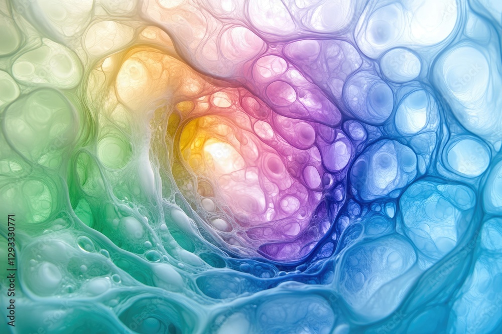 Poster abstract fluid art showcasing vibrant rainbow colors swirling in a mesmerizing organic pattern.