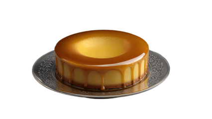 golden flan as the base on a transparent background