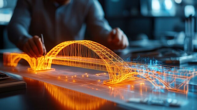 Digital Bridge Design Project On A Table