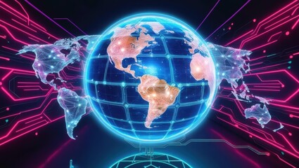 Obraz premium Globe surrounded by an intricate network of connected lines representing global communication