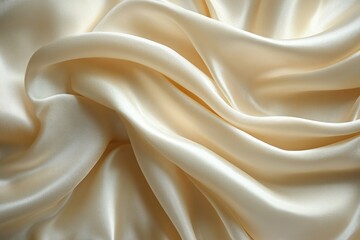 Obraz premium Creamy, luxurious satin fabric draped in elegant folds, showcasing its smooth, glossy texture.