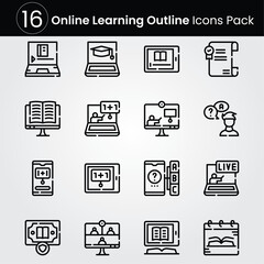 Online Learning line editable icon set. Editable stroke. Vector illustration.