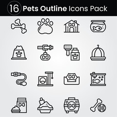 Pets line editable icon set. Editable stroke. Vector illustration.