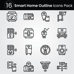 Smart Home line editable icon set. Editable stroke. Vector illustration.