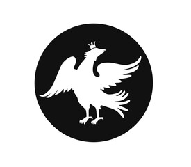 Vector isolated royal Falcone in a circle logo or stamp 