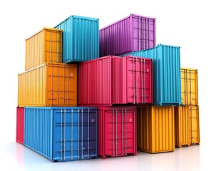 Colorful shipping containers stacked