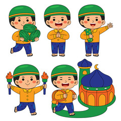happy kids boy celebrate ramadan