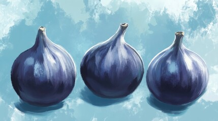 Obraz premium Three Figs in a Row: A Vibrant Still Life Painting