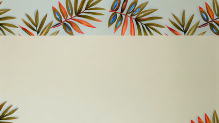 Tropical leaf border frame repeat pattern. Great for summer party invitations, beach-themed decor, or vibrant stationery. Surface pattern design, tropical jungle abstract background with palm leaves