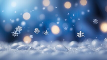 Fototapeta premium 1. Winter Wonderland: Sparkling Blue Background with Snowflakes