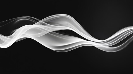 Fototapeta premium Fluid White Waves on a Black Background with Soft Flowing Effects