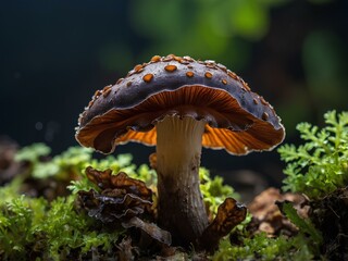 Fototapeta premium Auricularia Auricula-Judae: Exploring the Fascinating Characteristics of the Wood Ear Mushroom, Known for Its Unique Jelly-Like Texture and Significant Role in Traditional Medicine and Culinary Deligh