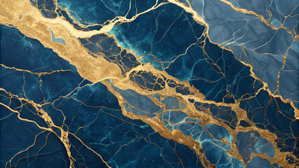 A luxurious gold and blue marble stone texture.