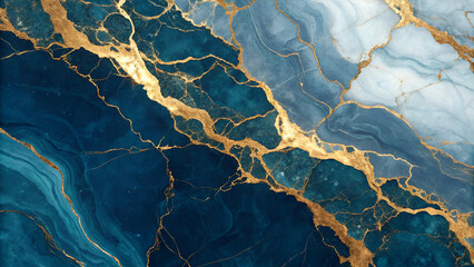 A luxurious gold and blue marble stone texture.