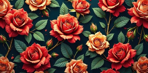 Horizontal seamless pattern of golden vector lace roses Luxurious floral design , floral, decorative, decor