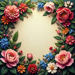 Fototapeta premium Intricate floral tapestry, rich colors, lush blooms, wallpaper, tapestry, botanical