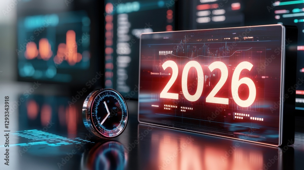 Poster futuristic digital analytics dashboard with futuristic numeric display and infographic elements show