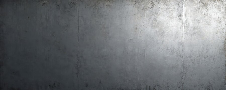 Brushed industrial metal background with light gradient effect. Steel texture with welding seam, copy space. Dark silver surface with scratches, grunge material for banner mockup, engineering