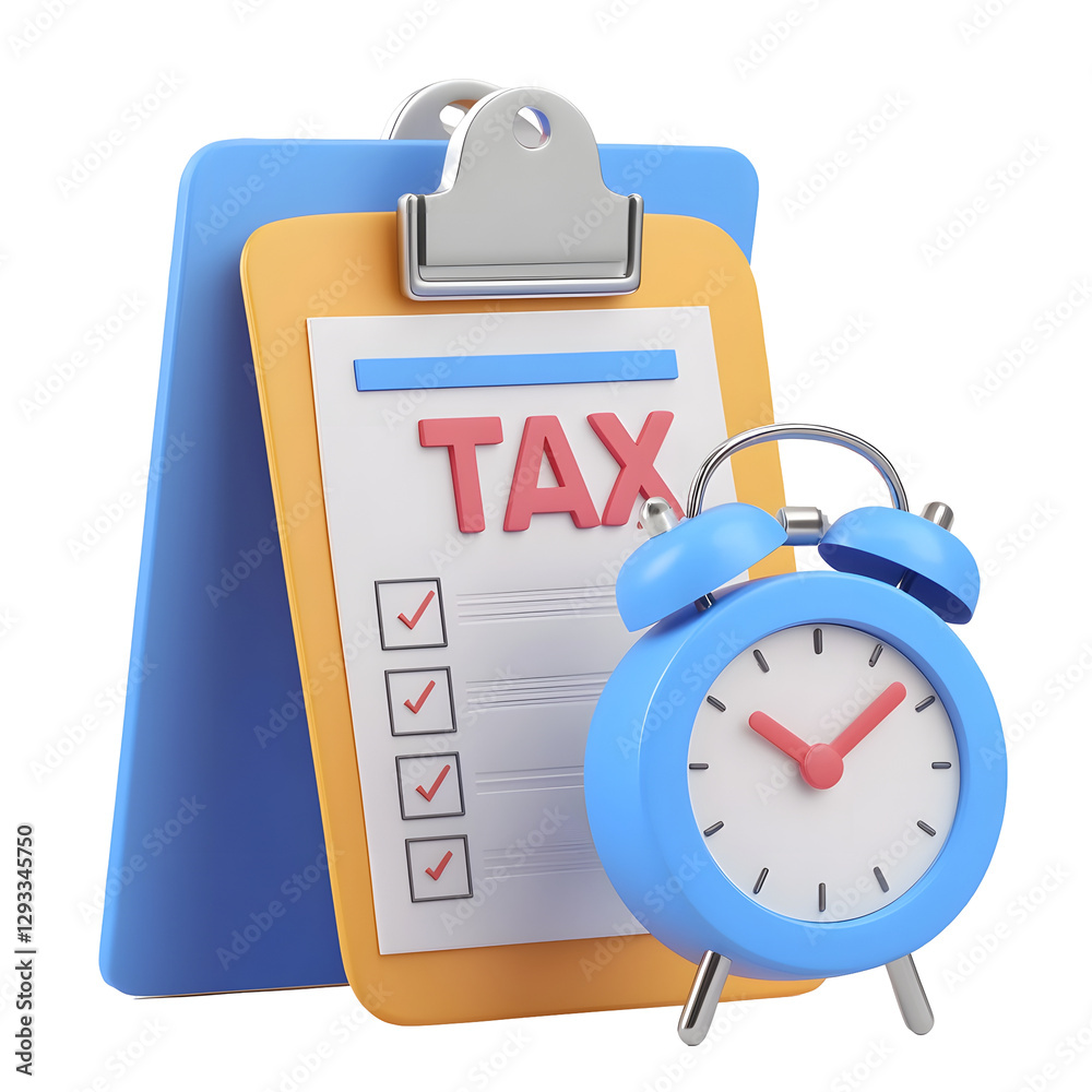 Aufkleber a professional 3d rendered tax management featuring a well designed blue and yellow clipboard with a