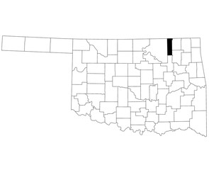 Map of Washington County in Oklahoma state on white background. single County map highlighted by black colour on Oklahoma map. UNITED STATES, US
