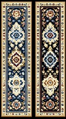 Decorative navy blue and cream runner rugs