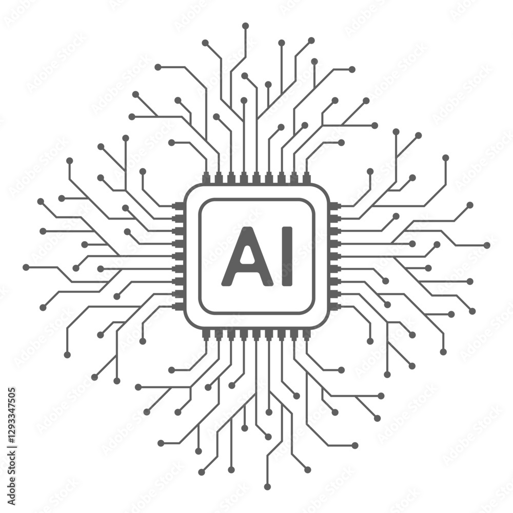 Poster abstract artificial intelligence circuit line design. machine learning. smart network digital techno