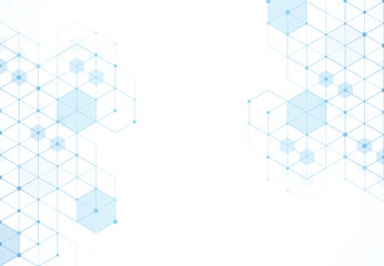 Abstract hexagonal molecular structures in technology background and science style. Medical design. Vector illustration