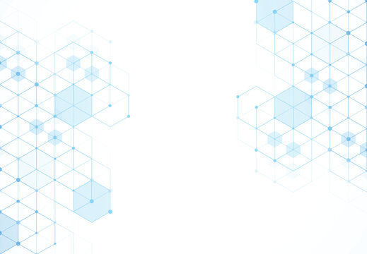 Abstract hexagonal molecular structures in technology background and science style. Medical design. Vector illustration